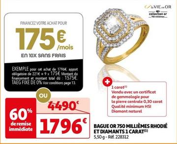 La Vie En Or - Bague Or 750 Millièmes Rhodié Et Diamants 1 Carat