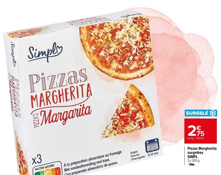 Simpl - Pizzas Margherita Surgelées