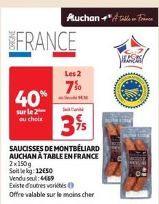 Saucisses de Montbéliard Auchan - À table en France : promo et caractéristiques