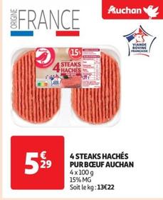 Auchan - 4 Steaks Haches Pure Boeuf