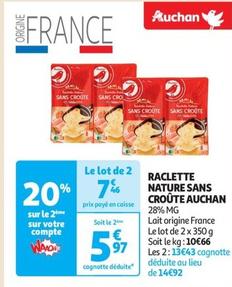 Auchan - Raclette Nature Sans Croûte