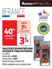 Auchan - Promo sur les Saucisses de Montbéliard à Table en France: Découvrez nos délicieuses saucisses de qualité, fabriquées en France selon une recette traditionnelle ! Profitez de notre offre exceptionnelle sur ce produit phare de notre terr