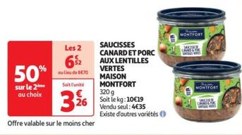 Maison Montfort - Saucisses Canard Et Porc Aux Lentilles Vertes