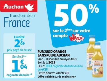 Auchan - Pur Jus D'orange Sans Pulpe