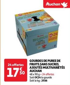 Auchan - Gourdes De Puree De Fruits Sans Sucres Ajoutés Multivariétés