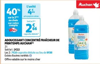 Auchan - Adoucissant Concentré Fraîcheur De Printemps: un concentré de douceur à petit prix !
