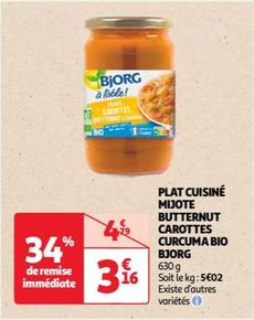 Plat Cuisiné Mijote Butternut Carottes Curcuma Bio - Promo 50% - Ingrédients 100% Bio