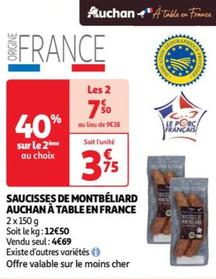 auchan - saucisses de montbéliard à table en france