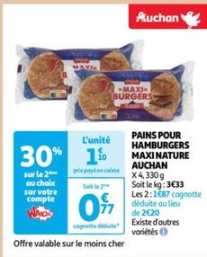 auchan - pains pour hamburgers maxi nature