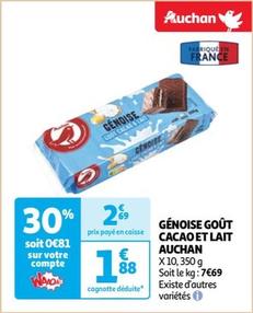 Auchan - Génoise Goût Cacao Et Lait