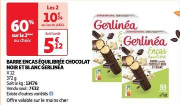 Gerlinéa - Barre Encas Équilibrée Chocolat Noir Et Blanc : Une délicieuse promo sur un encas équilibré au chocolat noir et blanc !