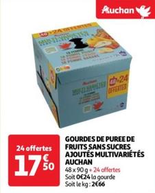 Auchan - Gourdes De Puree De Fruits Sans Sucres Ajoutés Multivariétés : Le Goût Naturel Des Fruits À Petit Prix !