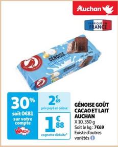 Auchan - Génoise Goût Cacao Et Lait