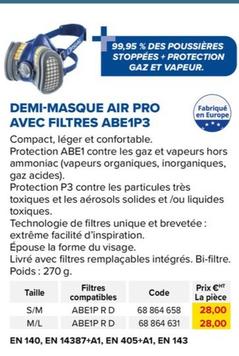 Demi-masque Air Pro Avec Filtres Abe1p3