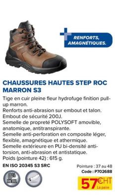 Chaussures Hautes Step Roc Marron S3