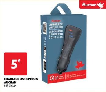 Auchan - Chargeur Usb 3 Prises