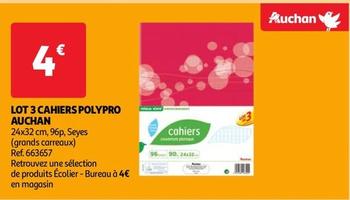 auchan - lot 3 cahiers polypro