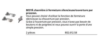 Besta Charniere À Fermeture Silencieuse/Ouverture Par Pression offre sur IKEA