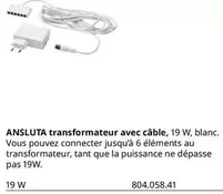 Ansluta Transformateur Avec Câble offre sur IKEA