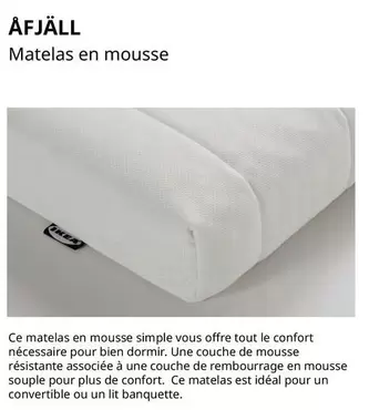 Afjäll Matelas En Mousse offre sur IKEA