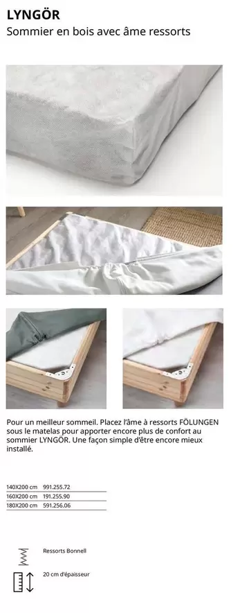 LYNGÖR Sommier En Bois Avec Âme Ressorts offre sur IKEA