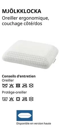 MJÖLKKLOCKA Oreiller Ergonomique, Couchage Côté/dos offre sur IKEA