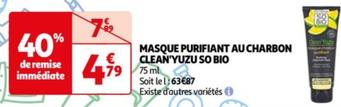 Masque Purifiant Au Charbon Clean'yuzu So Bio