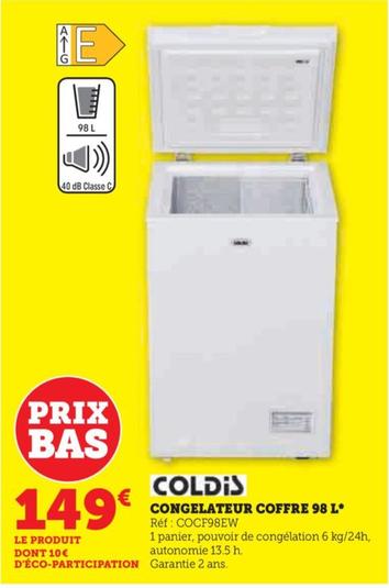 Coldis - Congelateur Coffre 98 L