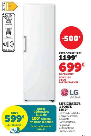 Refrigerateur 1 Porte 386l