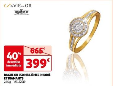 bague la vie en or - promo diamants 750 millemes rhodie