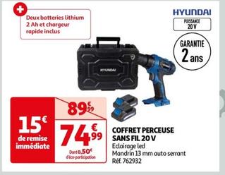 Hyundai - Coffret Perceuse Sans Fil 20 V