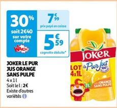 Joker Le Pur Jus Orange Sans Pulpe