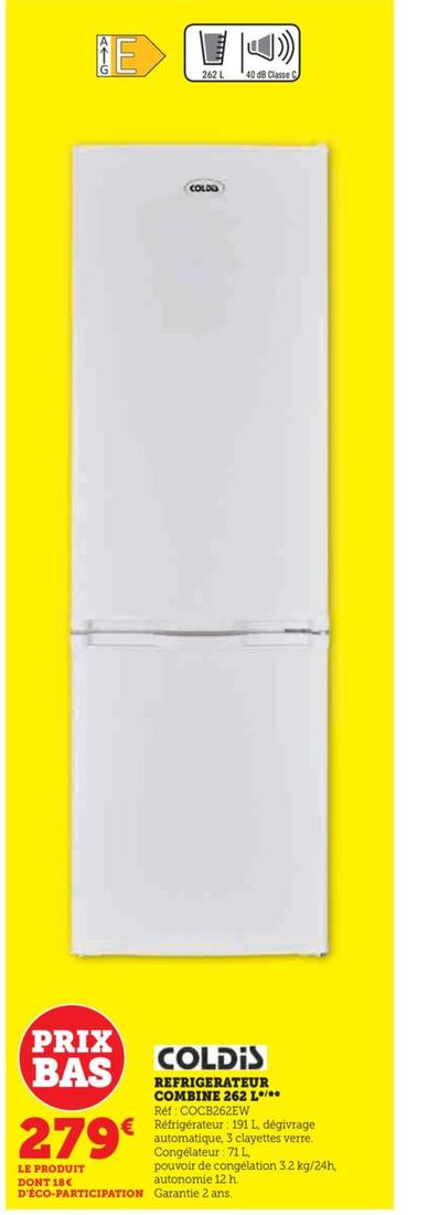Coldis - Refrigerateur Combine 262 L