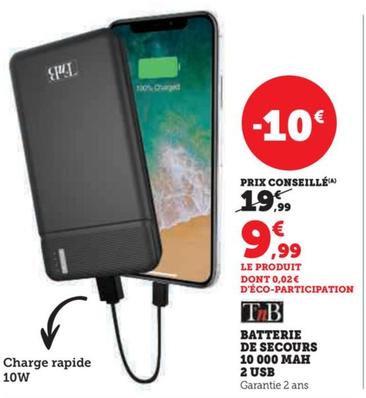 Batterie De Secours 10 000 Mah 2 Usb