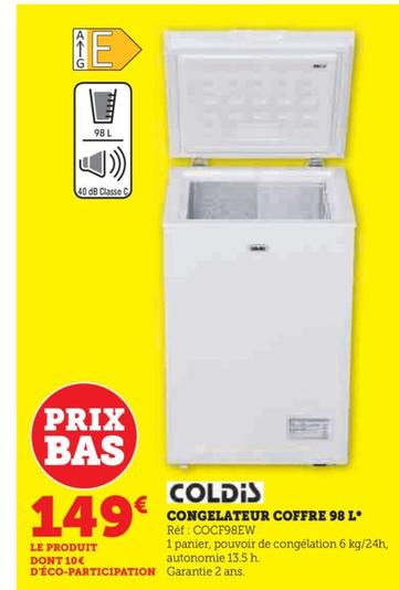 Coldis - Congelateur Coffre 98 L