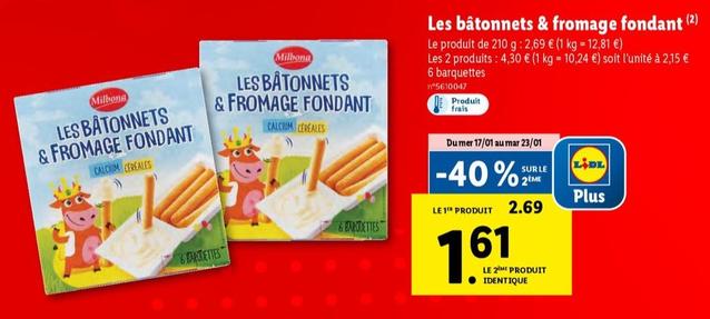 Milbona - Les Bâtonnets & Fromage Fondan