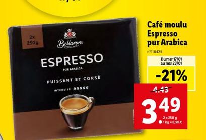 bellarom - café moulu espresso pur arabica