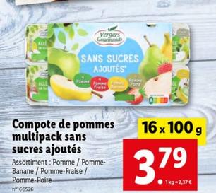 Vergers Gourmands - Compote De Pommes Multipack Sans Sucres Ajoutés