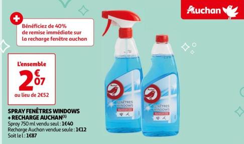 Spray Fenêtres Windows + Recharge Auchan