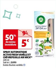 Air Wick - Spray Automatique Active Fresh Vanille Et Chèvrefeuille