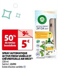 Air Wick - Spray Automatique Active Fresh Vanille Et Chevrefeuille
