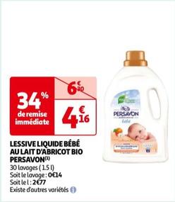 Persavon - Lessive Liquide Bébé Au Lait D'abricot Bio