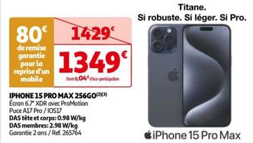 apple - iphone 15 pro max 256go