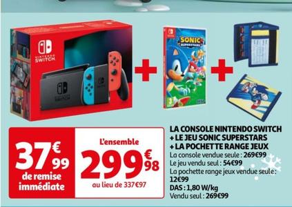 La Console Nintendo Switch + Le Jeu Sonic Superstars +la Pochette Range Jeux