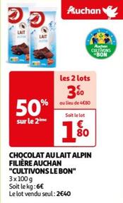 Auchan - Chocolat Au Lait Alpin Filière "Cultivons Le Bon"