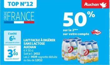 Auchan - Lait Facile A Digerer Sans Lactose