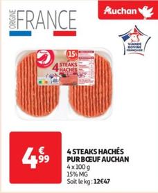 Auchan - 4 Steaks Haches Pur Boeuf