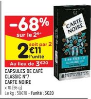 carte noire - capsules de café classic n°7