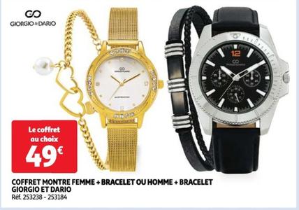 Coffret Montre Femme + Bracelet Ou Homme + Bracelet Giorgio Et Dario - Promo 2 pour 1 - Montre avec mouvement à quartz et bracelet en acier inoxydable pour femme ou homme