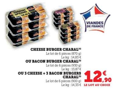 charal - cheese burger, ou bacon burger, ou 3 cheese + 3 bacon burgers